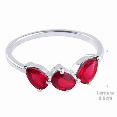 Anel de Prata com Rubi - 65682