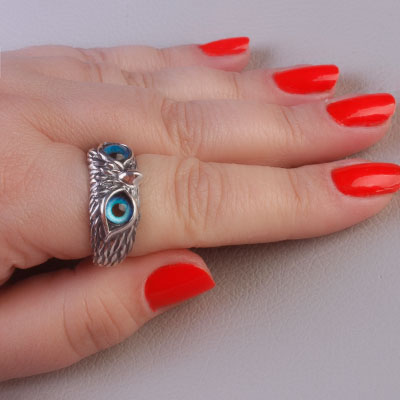 Anel de Prata Coruja - 65695