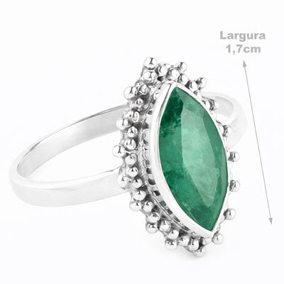 Anel de Prata com Esmeralda - 65702