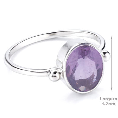 Anel de Prata com Ametista - 65707