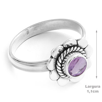 Anel de Prata com Ametista - 65711