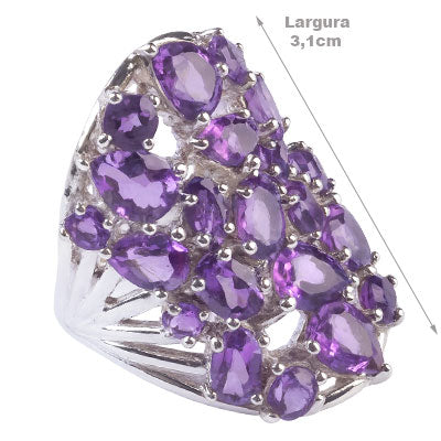 Anel de Prata com Ametista - 65715