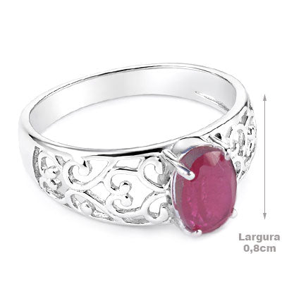 Anel de Prata com Rubi - 65718