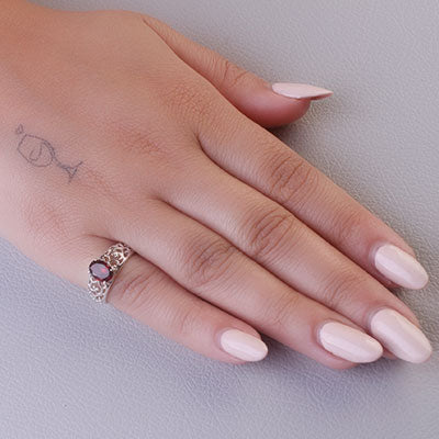 Anel de Prata com Granada - 65720