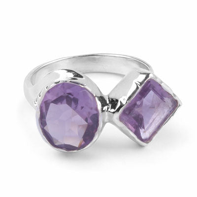 Anel de Prata com Ametista - 65723