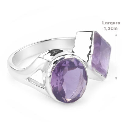 Anel de Prata com Ametista - 65723