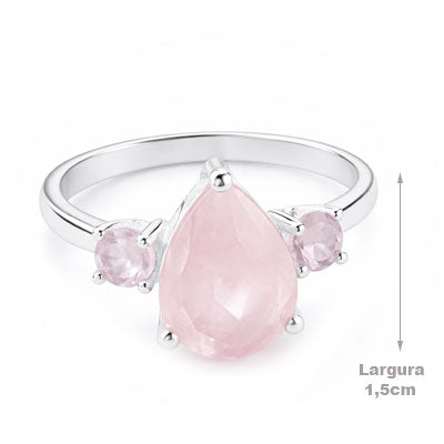 Anel de Prata com Quartzo Rosa - 65724