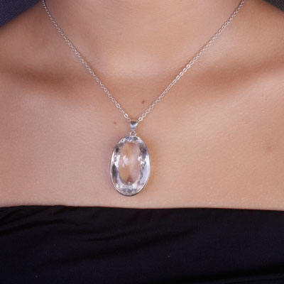 Pingente de Prata com Cristal - 65755