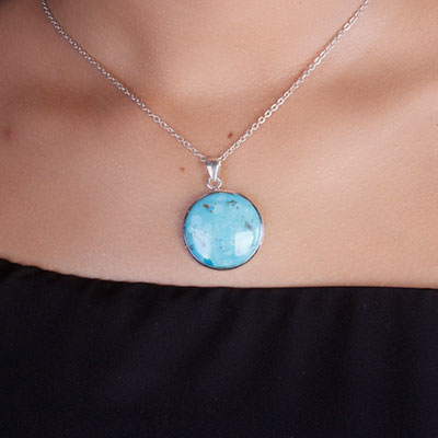 Pingente de Prata com Turquesa - 65780