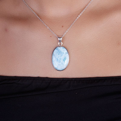 Pingente de Prata com Larimar - 65793