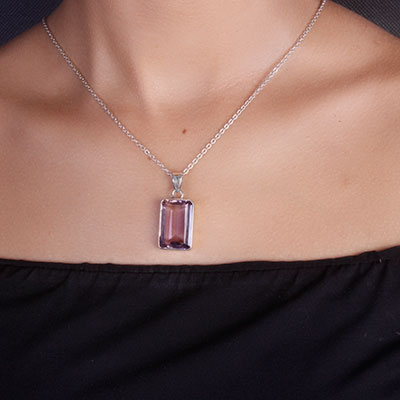 Pingente de Prata com Ametista - 65797