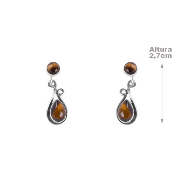 Brinco de Prata com Olho de Tigre - 65893