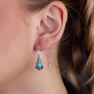 Brinco de Prata com Turquesa - 65895