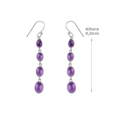 Brinco de Prata com Ametista - 65898