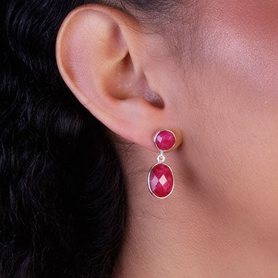 Brinco de Prata com Rubi - 65905