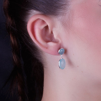 Brinco de Prata com Calcedônia - 65908