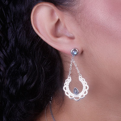 Brinco de Prata com Labradorita - 65912