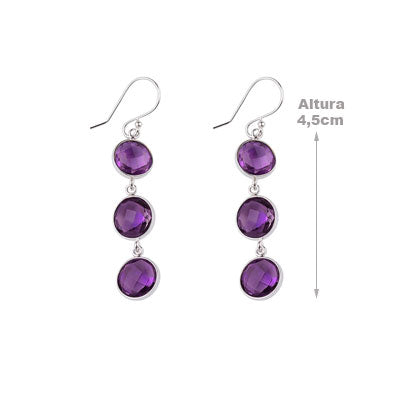 Brinco de Prata com Ametista - 65913