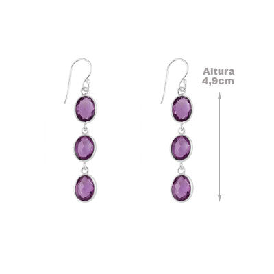 Brinco de Prata com Ametista - 65917