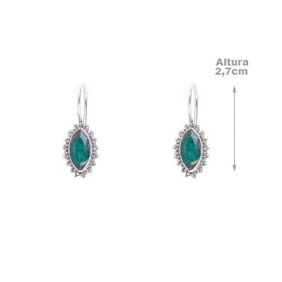 Brinco de Prata com Esmeralda - 65935