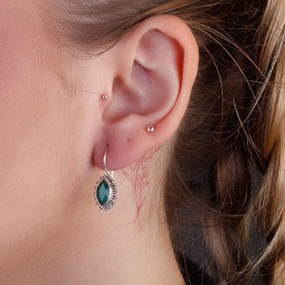 Brinco de Prata com Esmeralda - 65935