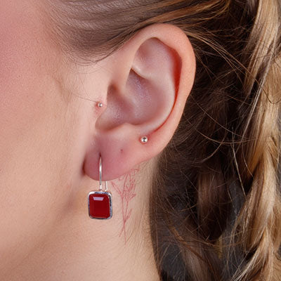 Brinco de Prata com Rubi - 65938