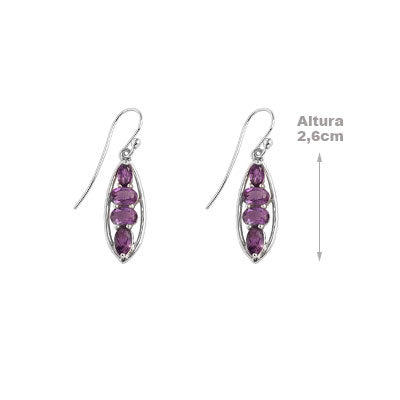 Brinco de Prata com Ametista - 65965