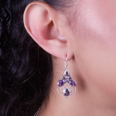 Brinco de Prata com Ametista - 65969