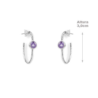 Argola de Prata com Ametista - 65991