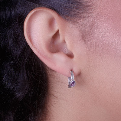 Argola de Prata com Ametista - 65994