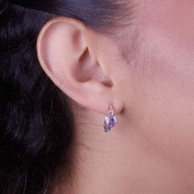 Argola de Prata com Ametista - 66004