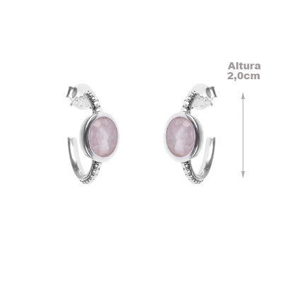 Argola de Prata com Quartzo Rosa - 66007