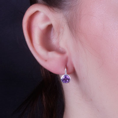 Argola de Prata com Ametista - 66045