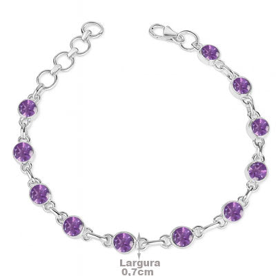 Pulseira de Prata com Ametista - 66086