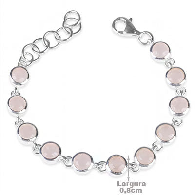 Pulseira de Prata com Quartzo Rosa - 66088