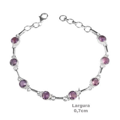 Pulseira de Prata com Ametista - 66089