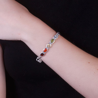 Pulseira de Prata com Pedras - 66090