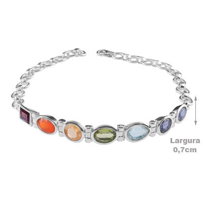 Pulseira de Prata com Pedras - 66090