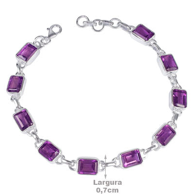 Pulseira de Prata com Ametista - 66092