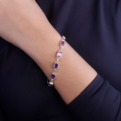 Pulseira de Prata com Ametista - 66092