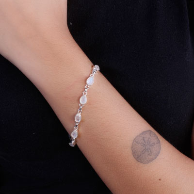 Pulseira de Prata com Pedra da Lua - 66094