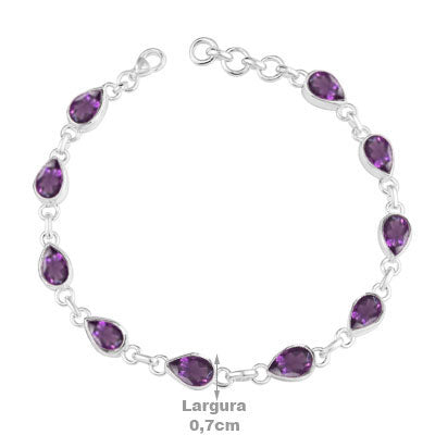 Pulseira de Prata com Ametista - 66095