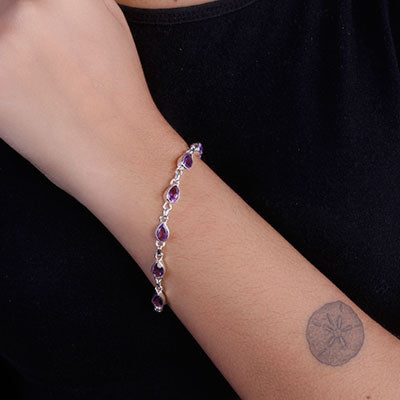 Pulseira de Prata com Ametista - 66095