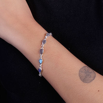 Pulseira de Prata com Labradorita - 66096