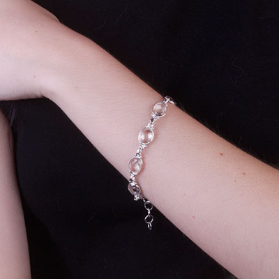 Pulseira de Prata com Cristal - 66097