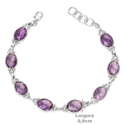 Pulseira de Prata com Ametista - 66099