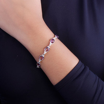 Pulseira de Prata com Ametista - 66099