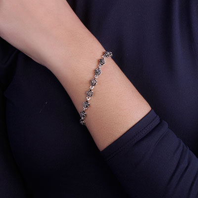 Pulseira de Prata Rosa - 66100