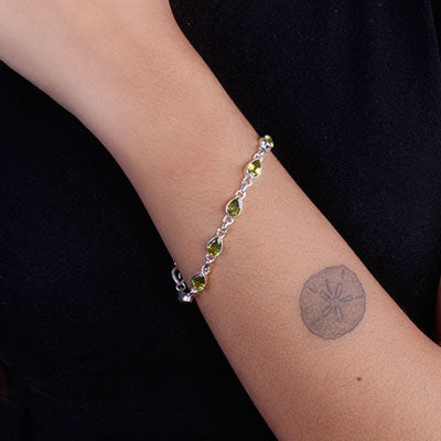 Pulseira de Prata com Peridoto - 66106