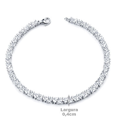 Pulseira de Prata com Zircônia - 66112 - soprata